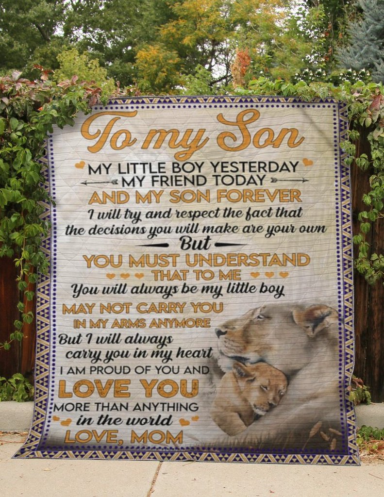 To My Son Blanket,Fleece Blanket, My Little Boy Yesterday, My Friend Today,Gift For Son Family Home Decor Bedding Couch Sofa Soft And Comfy Cozy