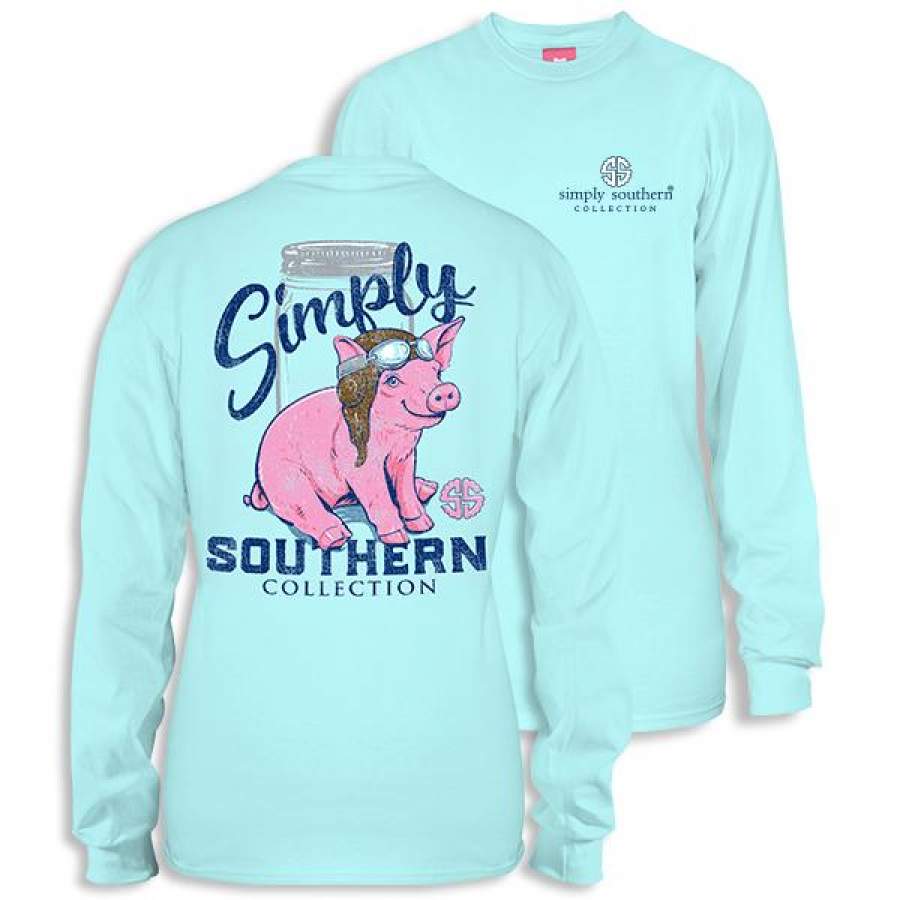 Sale Simply Southern Preppy Pilot Pig Long Sleeve T-Shirt