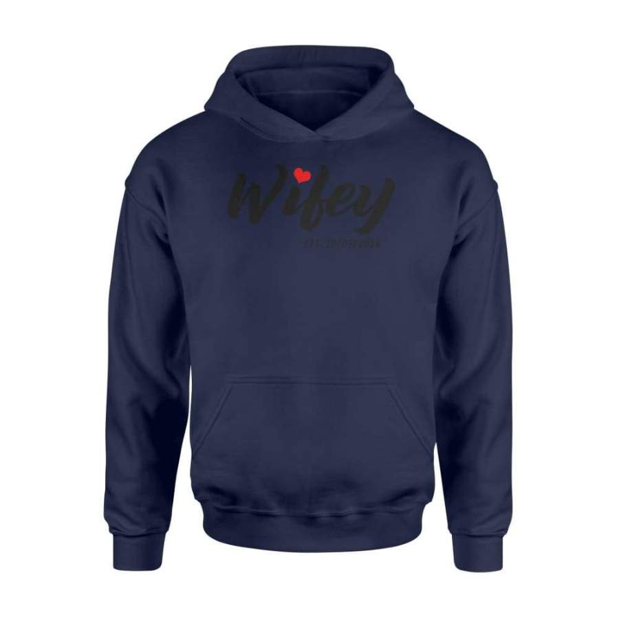 Wifey EST 2014 Anniversary Couples Matching Shirt For Wife – Standard Hoodie