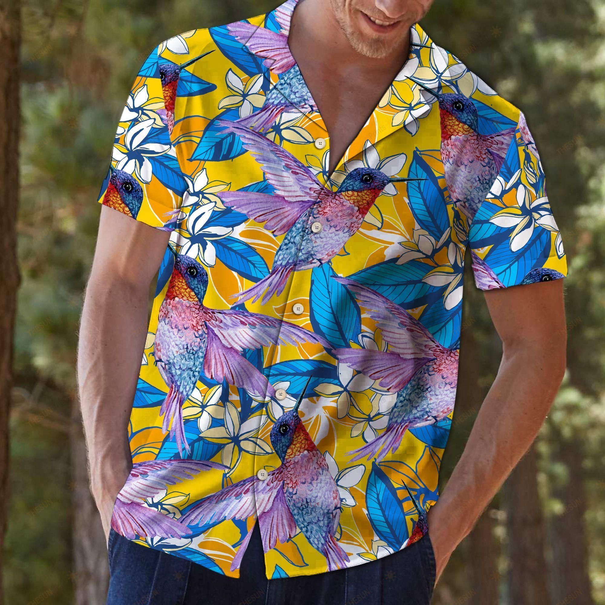 Hummingbird Plumeria Flowers Hawaiian Shirt Ha106705