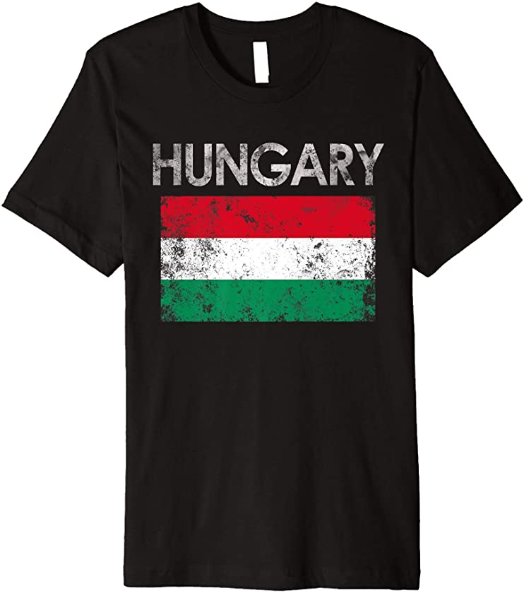 Vintage Hungary Hungarian Flag Pride Gift Premium T-Shirt