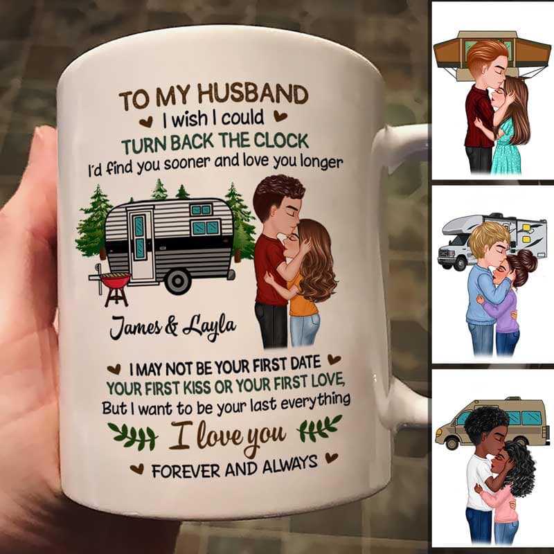 Camping Doll Couple Kissing Valentine‘S Day Gift Personalized Mug