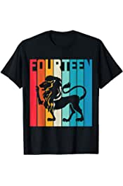 14th Birthday Leo Lion Zodiac Retro Girl Boy 14 years old T-Shirt