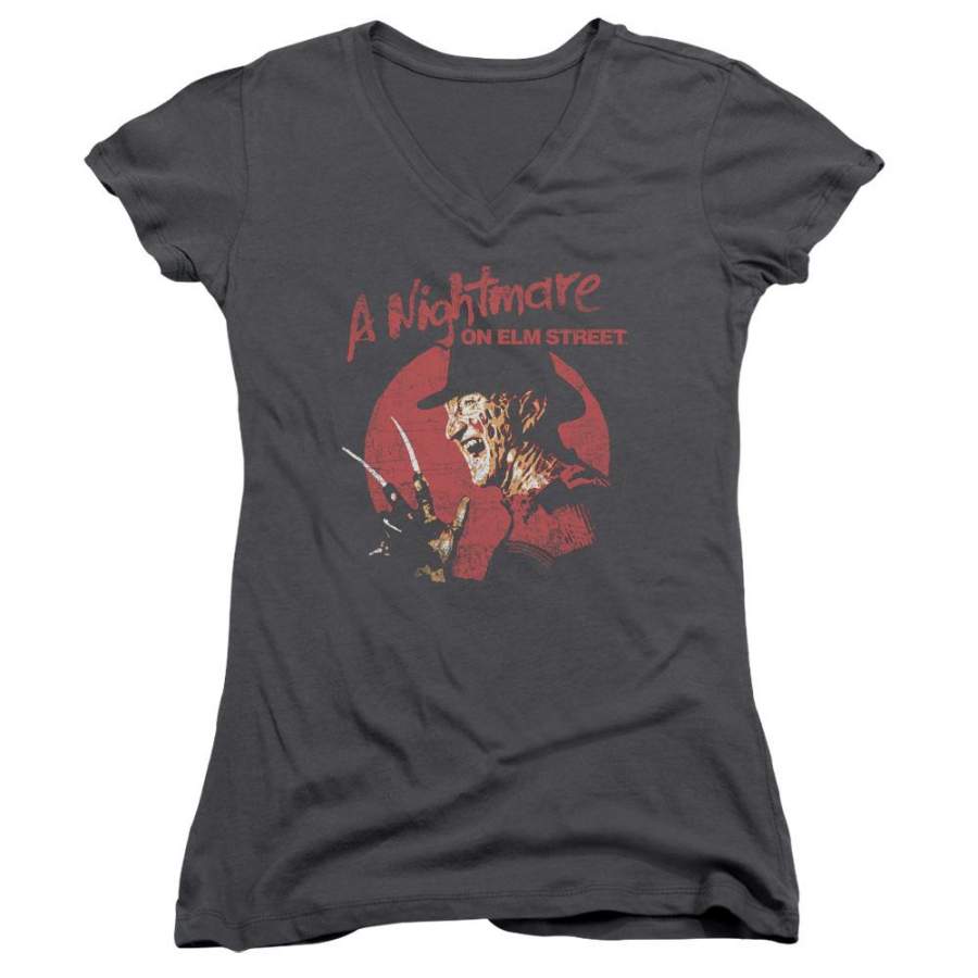 A Nightmare on Elm Street Freddy Circle Juniors V-Neck T-Shirt