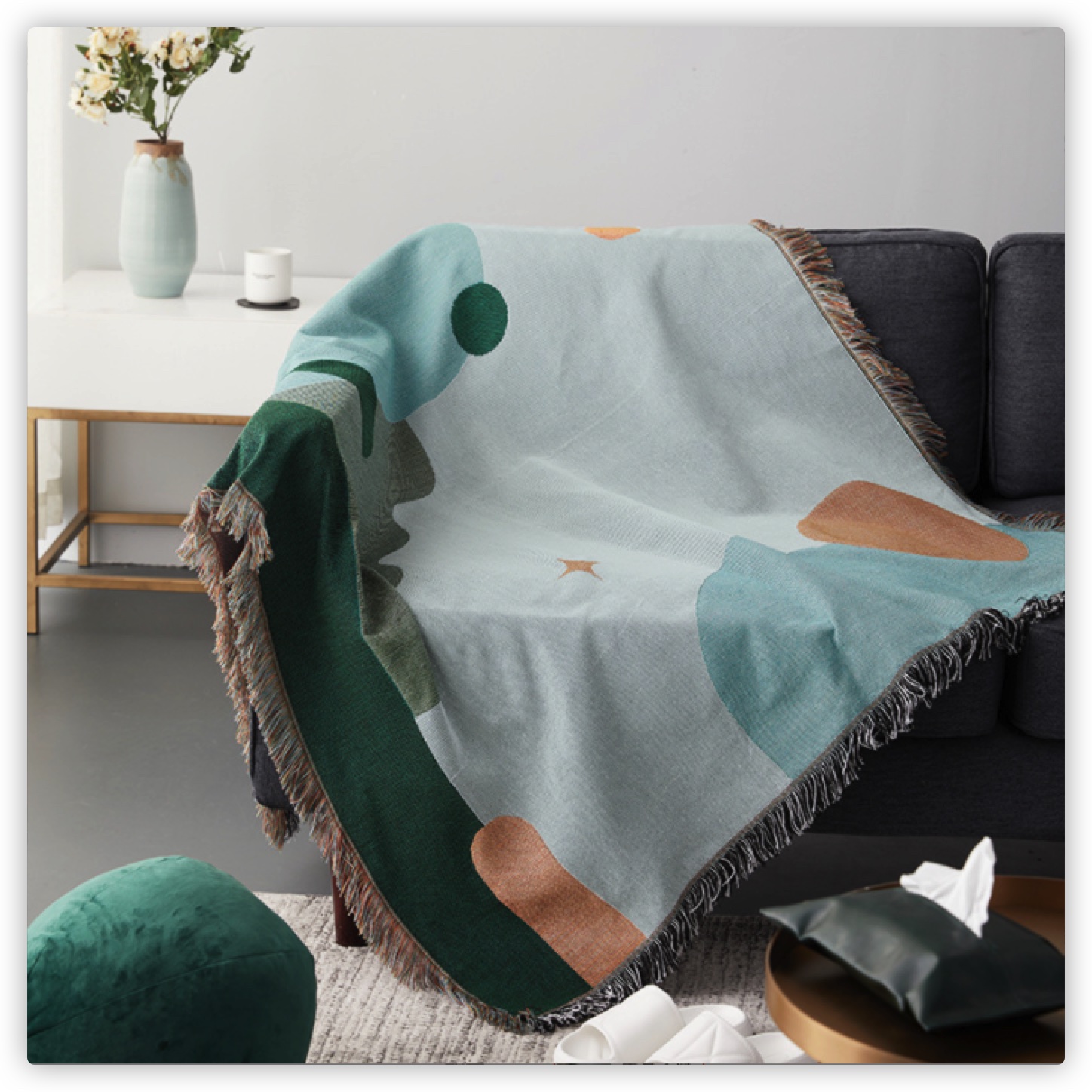 Textile City Geometry Cartoon Sofa Throw Blanket Home Decorate Knitted Sofa Towel Simple Carpet Tapestry Comfy Bedspread alx