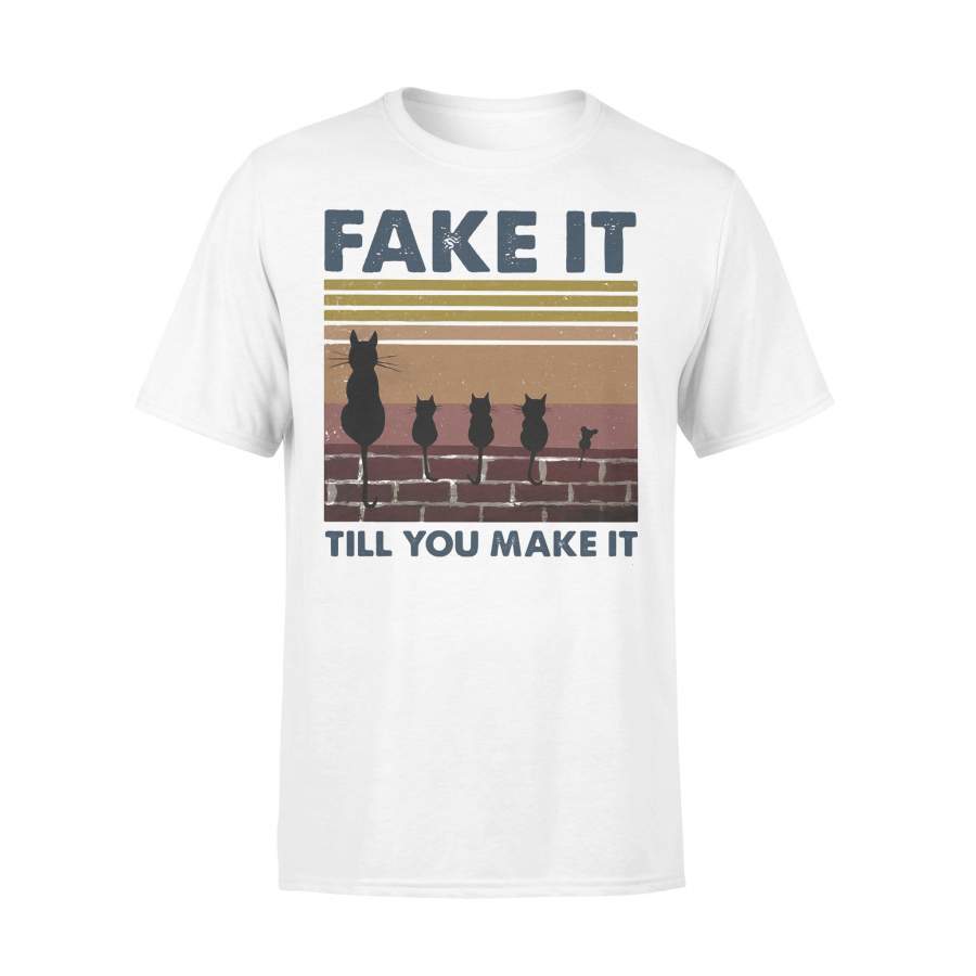 Cat Fake It Till You Make It Vintage T-shirt