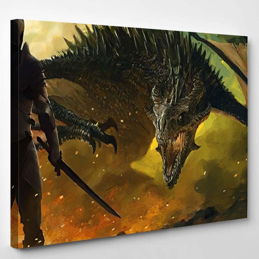 Warrior Dragon – Dragon Animals Canvas Print