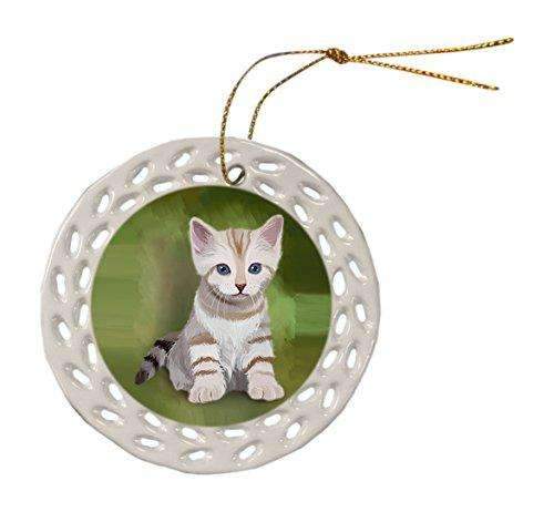 Bengal Kitten Cat Christmas Doily Ceramic Ornament