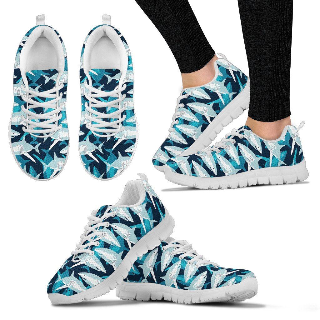 Shark Design Print Women Sneakers