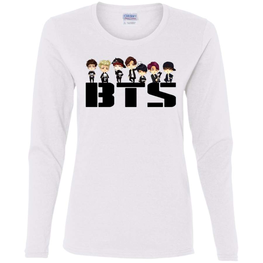 AGR BTS Bangtan Boys BTS CARTOON Ladies’ Cotton LS T-Shirt