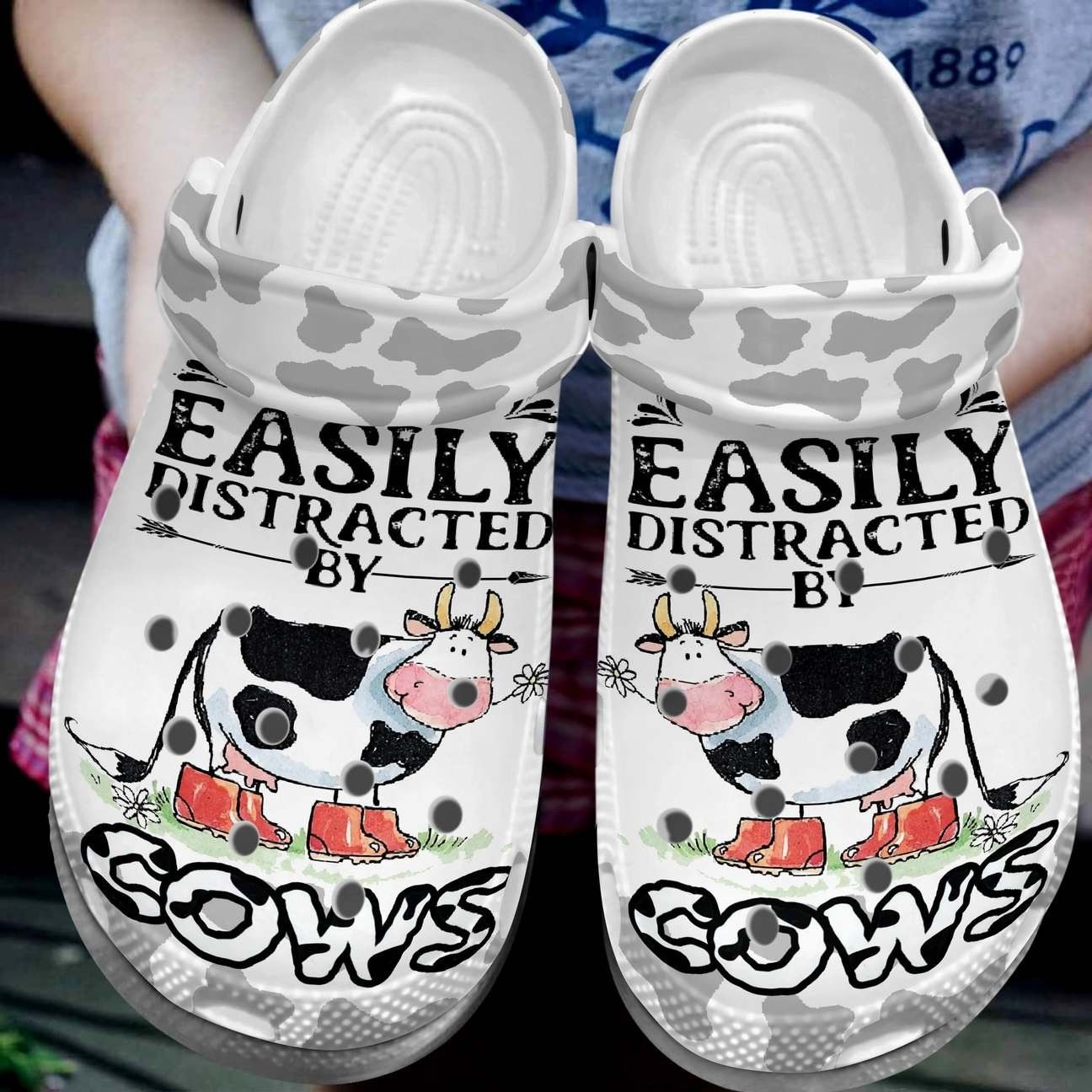 Cow Personalized Clog Custom Crocs Comfortablefashion Style Comfortable For Women Men Kid Print 3D Easily Distracted By Cows