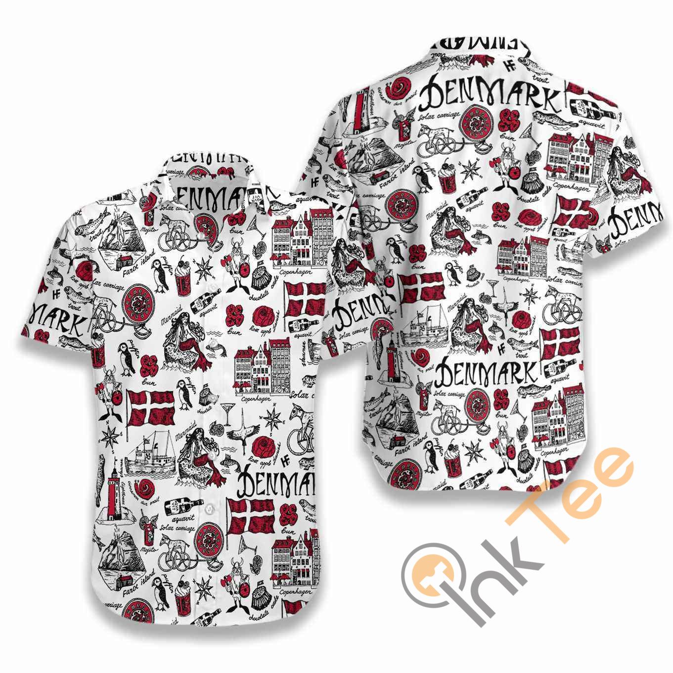 I Love Denmark Doodle Hawaii Shirts Ha3354