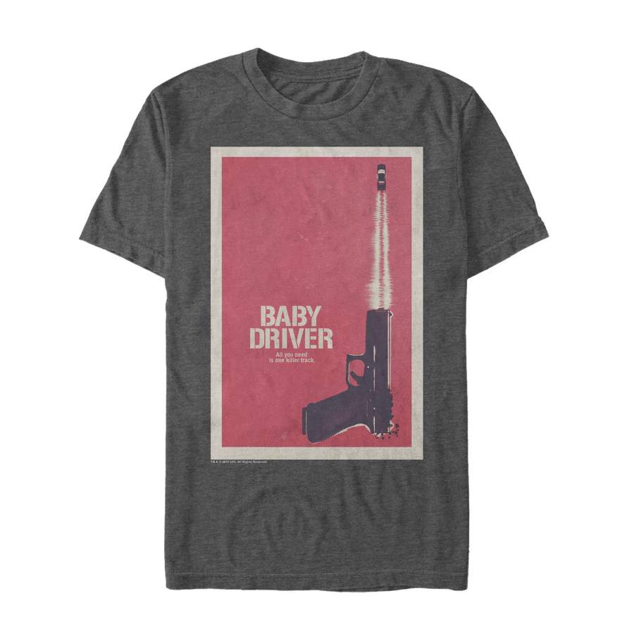 Baby Driver Men’s Killer Track Poster  T Shirt Charcoal Heather