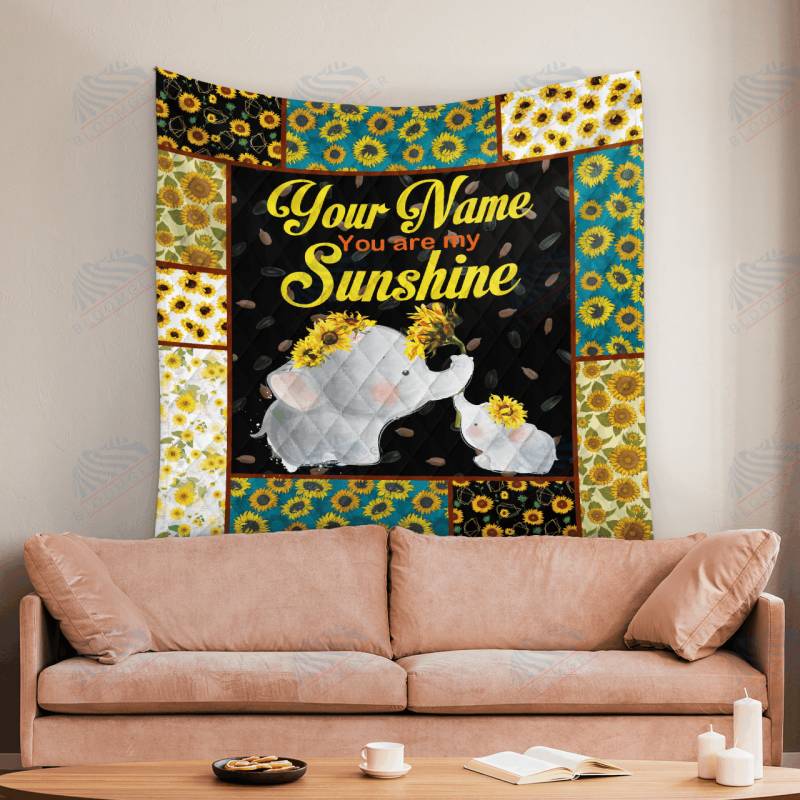 LOVE ELEPHANT PERSONALIZE CUSTOM NAME QUILT