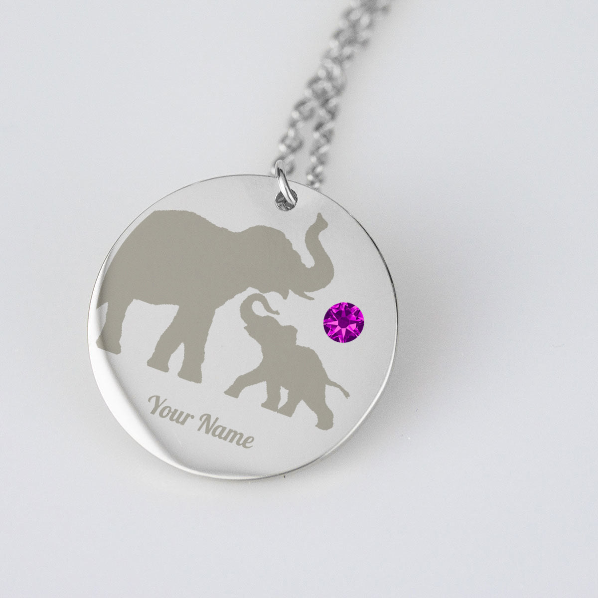 Silhouette Of Elephant Elephant Necklace Birthstone