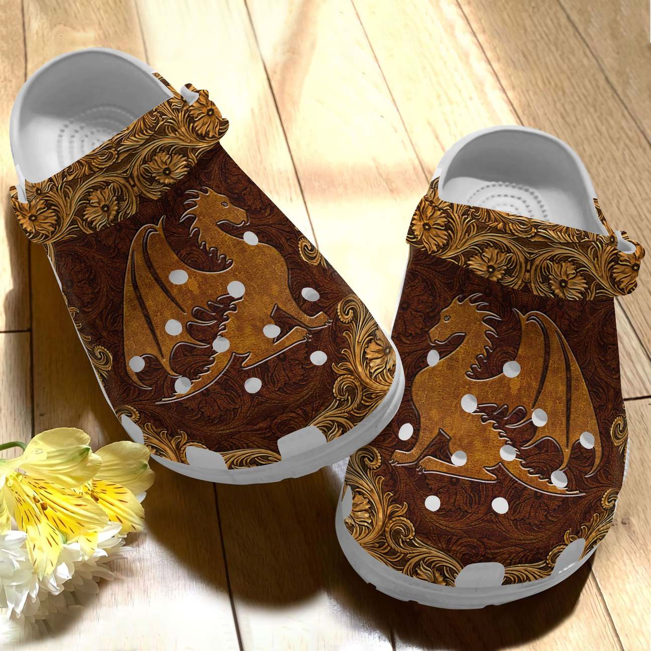 Dragon Personalized Clog, Custom Name, Text, Color, Number Fashion Style For Women, Men, Kid, Print 3D Brown Dragon