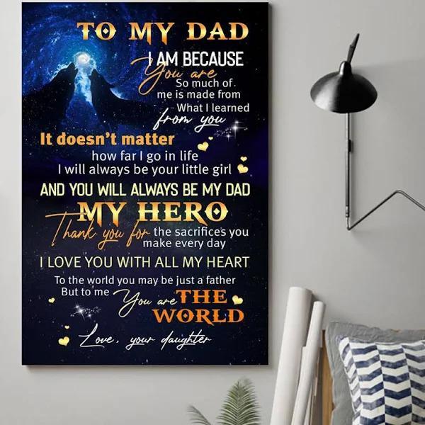 To My Dad Wolf So Much Of Me Is Made From What I Learned From You Portrait Poster & Canvas Gift For Father From Daughter Home Decor Wall Art Visual Art