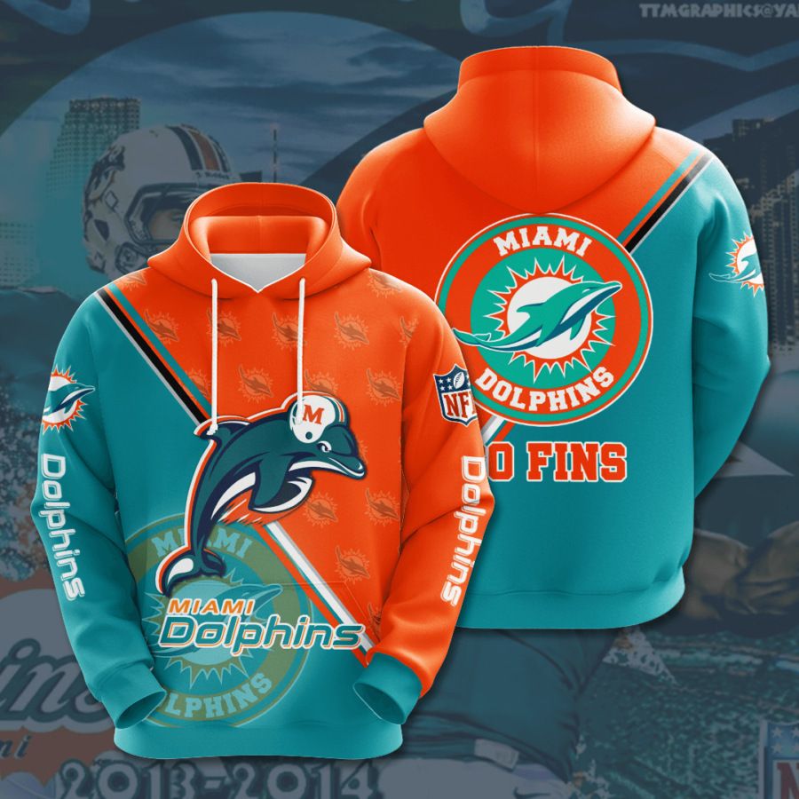 Men’s Miami Dolphins Soft Fleece Pullover Hoodie Sweatshirt