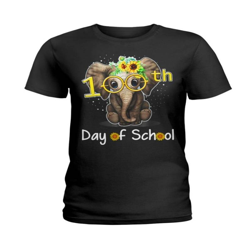 100Th Days Of School For Elephant Lovers Ladies Tee