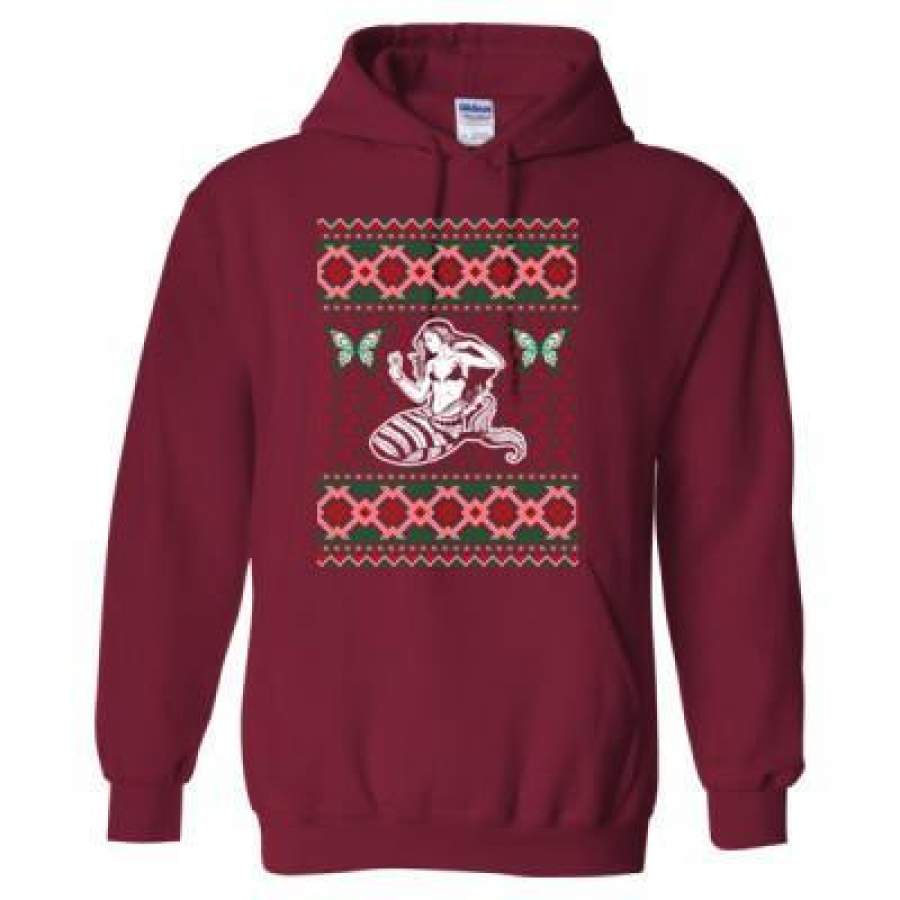 AGR Womens Mermaid Ugly Christmas Sweater – Heavy Blend™ Hooded Sweatshirt