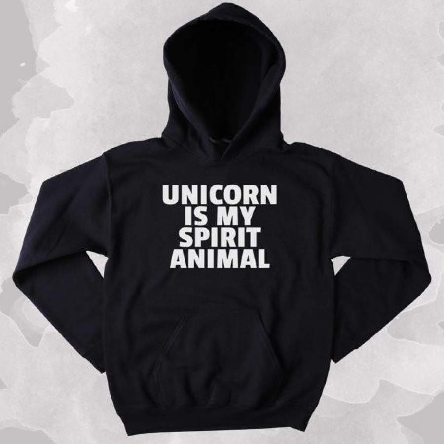 Unicorn Is My Spirit Animal Women’s & Men’s Unisex Casual Black Blue Red & White Pullover Hoodie