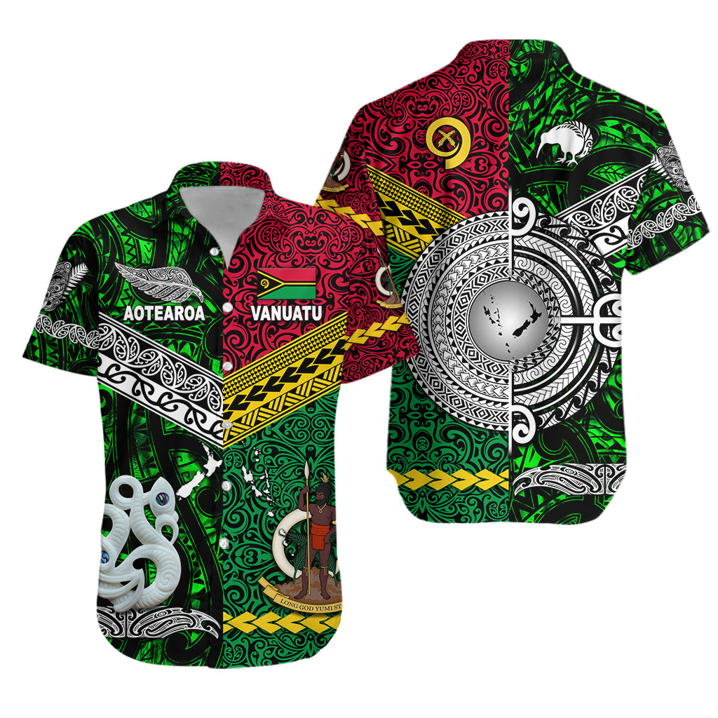 Vanuatu And New Zealand Hawaiian Shirt Together – Green Lt8