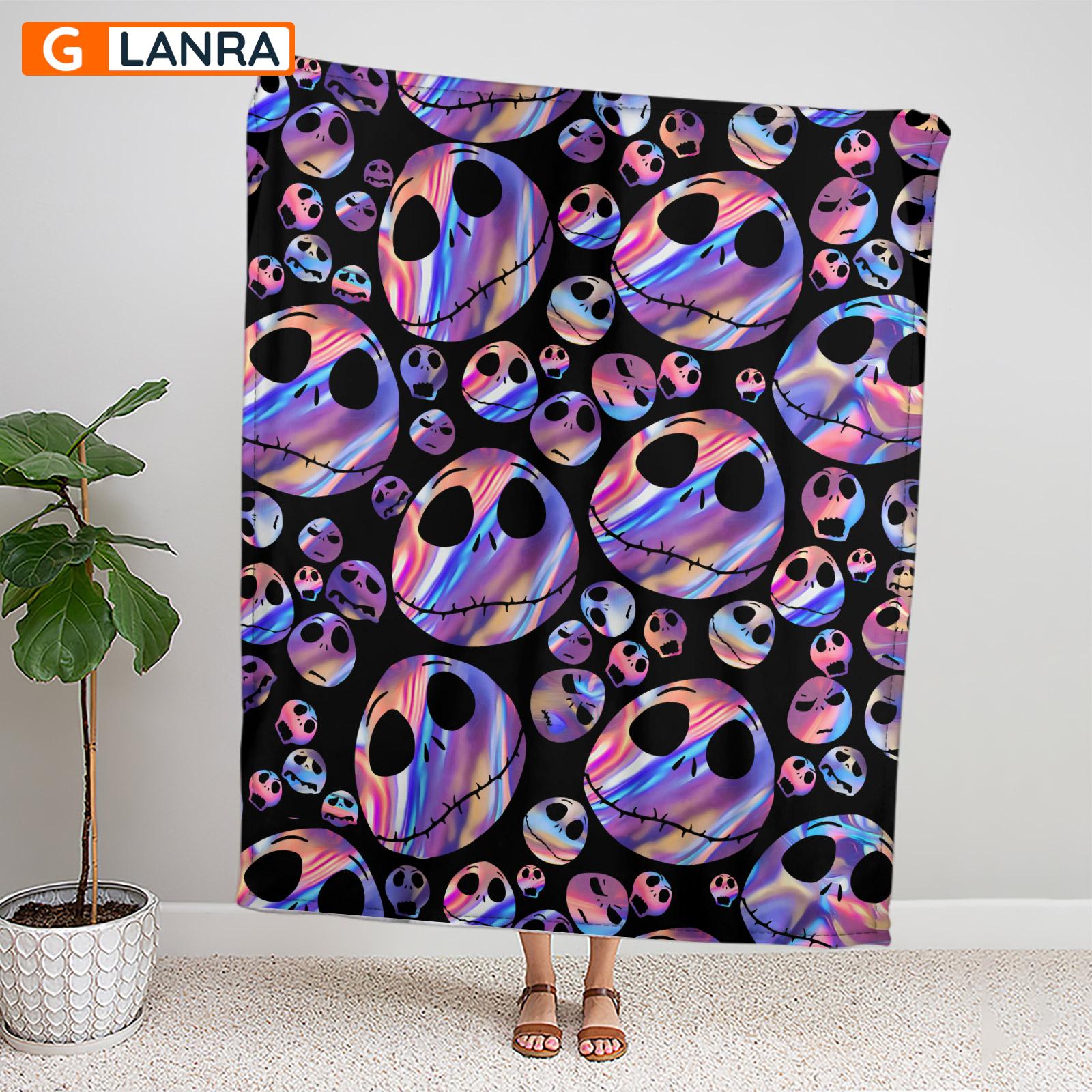 Jack Skellington Fleece Blanket, The Nightmare Before Christmas Movie Hologram Face Throw Blanket Halloween Christmas Gifts For Men Women