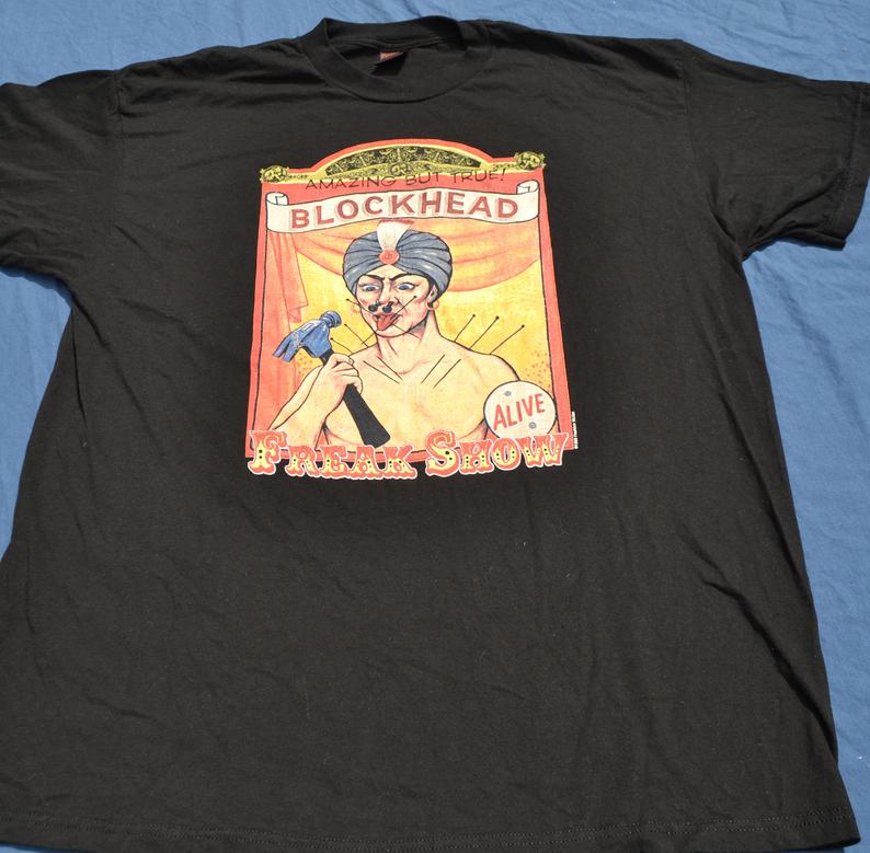 1998 Freak Show Blockhead Shirt Vintage black print t shirt