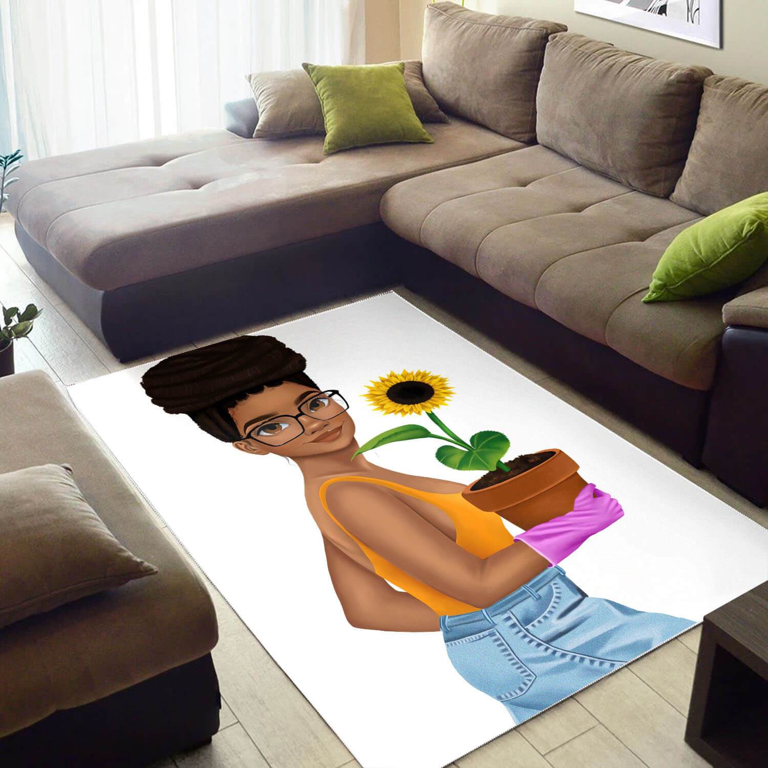 African American Area Rugs Pretty Melanin Woman African Design Floor Rug Afrocentric Room Decor WBG21088