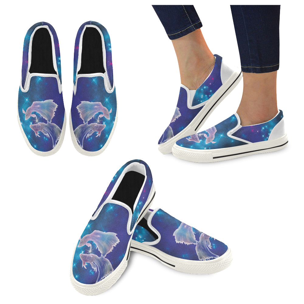 Pisces White Women’s Slip-on Canvas Shoes