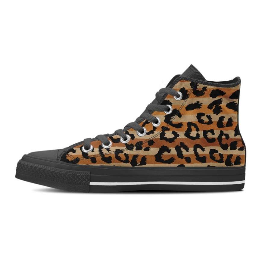 Striped Leopard Women’s High Top Shoes