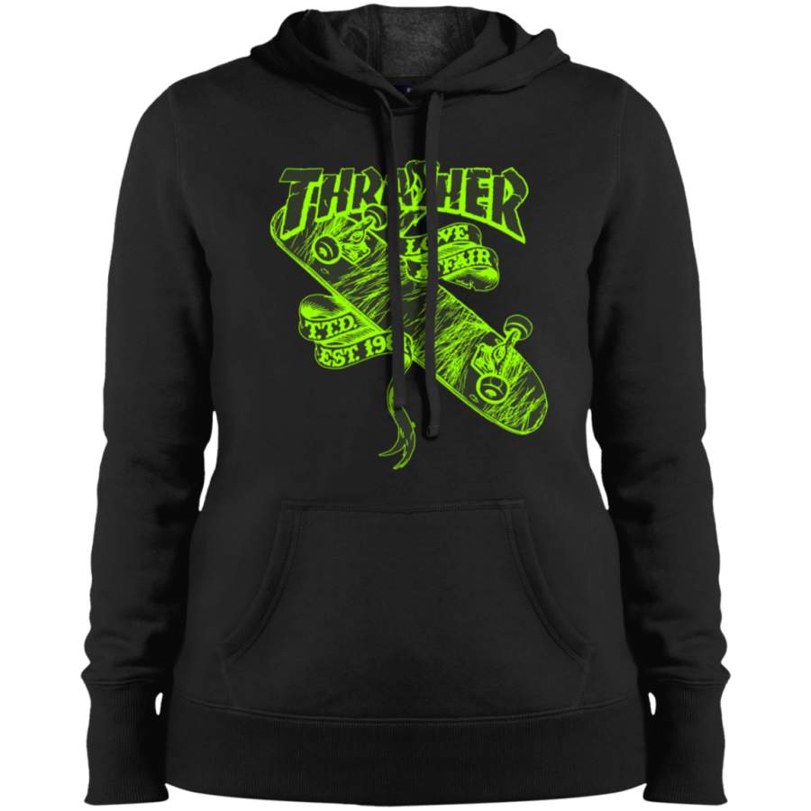 Thrasher Love Affair TTD EST 1981 green logo Ladies’ Pullover Hoodie