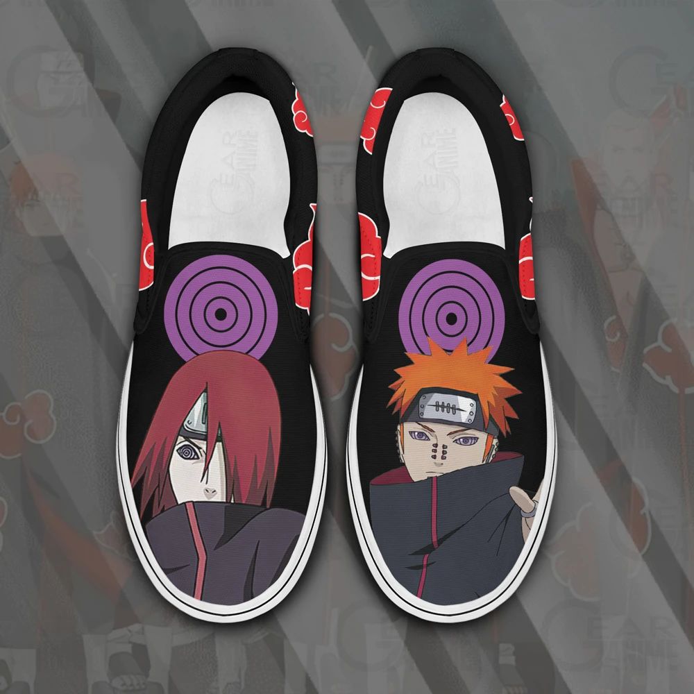 Akatsuki Nagato Pain Slip On Sneakers Naruto Custom Anime Shoes Pn12 Unisex Men Women