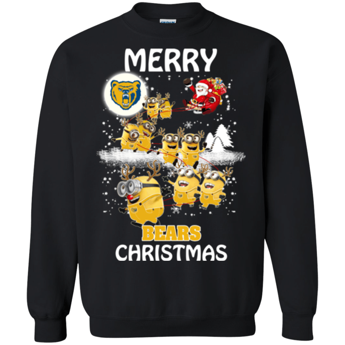 Perfect Northern Colorado Bears Minion Ugly Christmas Sweaters Santa Claus With Sleigh Sweatshirts