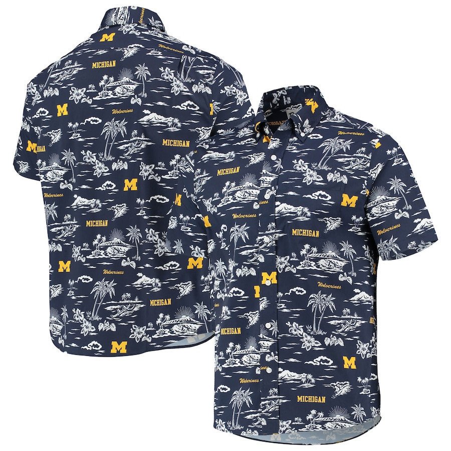 Michigan Wolverines Navy Classic Hawaii Shirt Ha47648