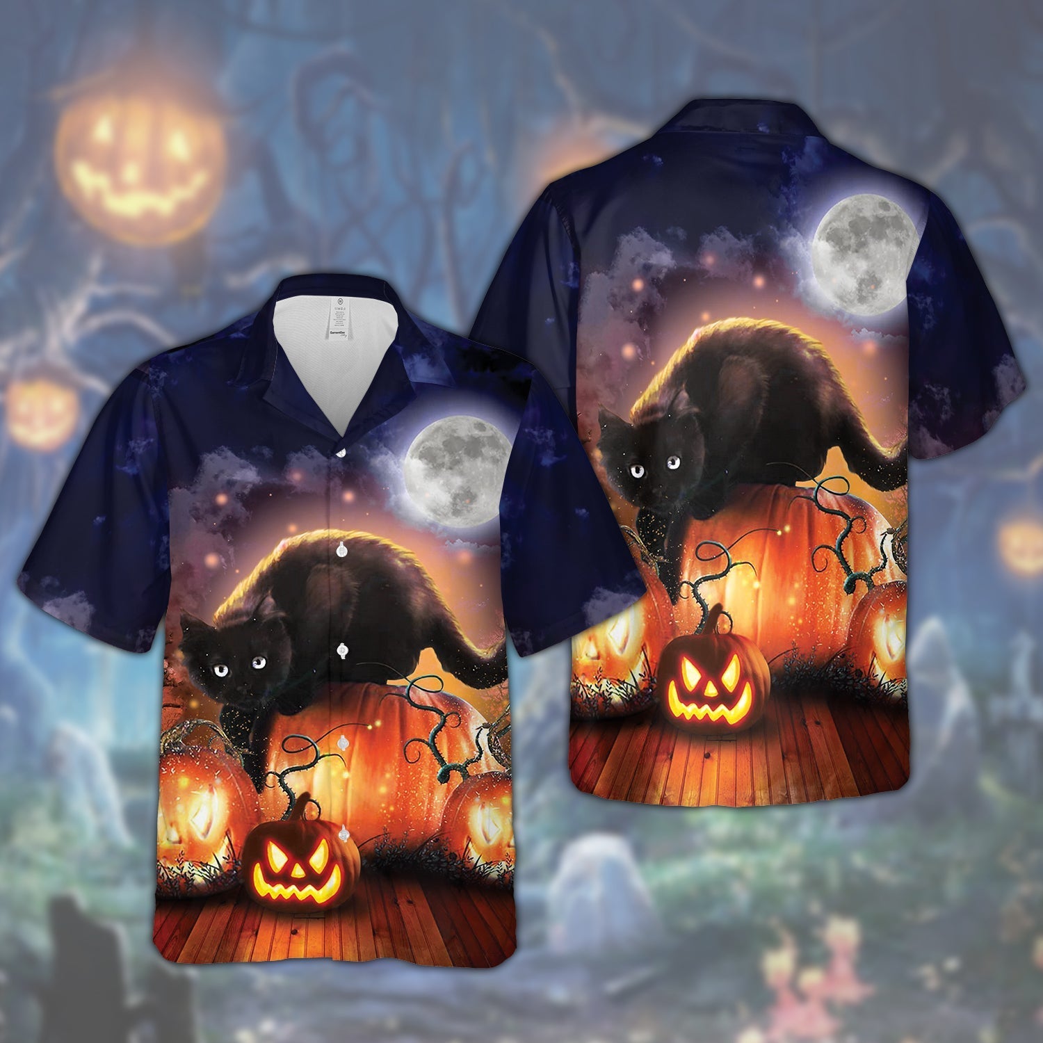 Black Cat Halloween Hawaiian Shirt