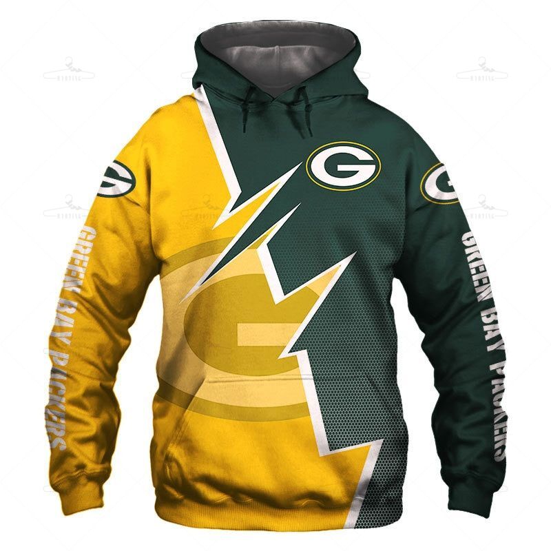 Green Bay Packers Hoodie Zigzag Graphic Sweatshirt Gift S