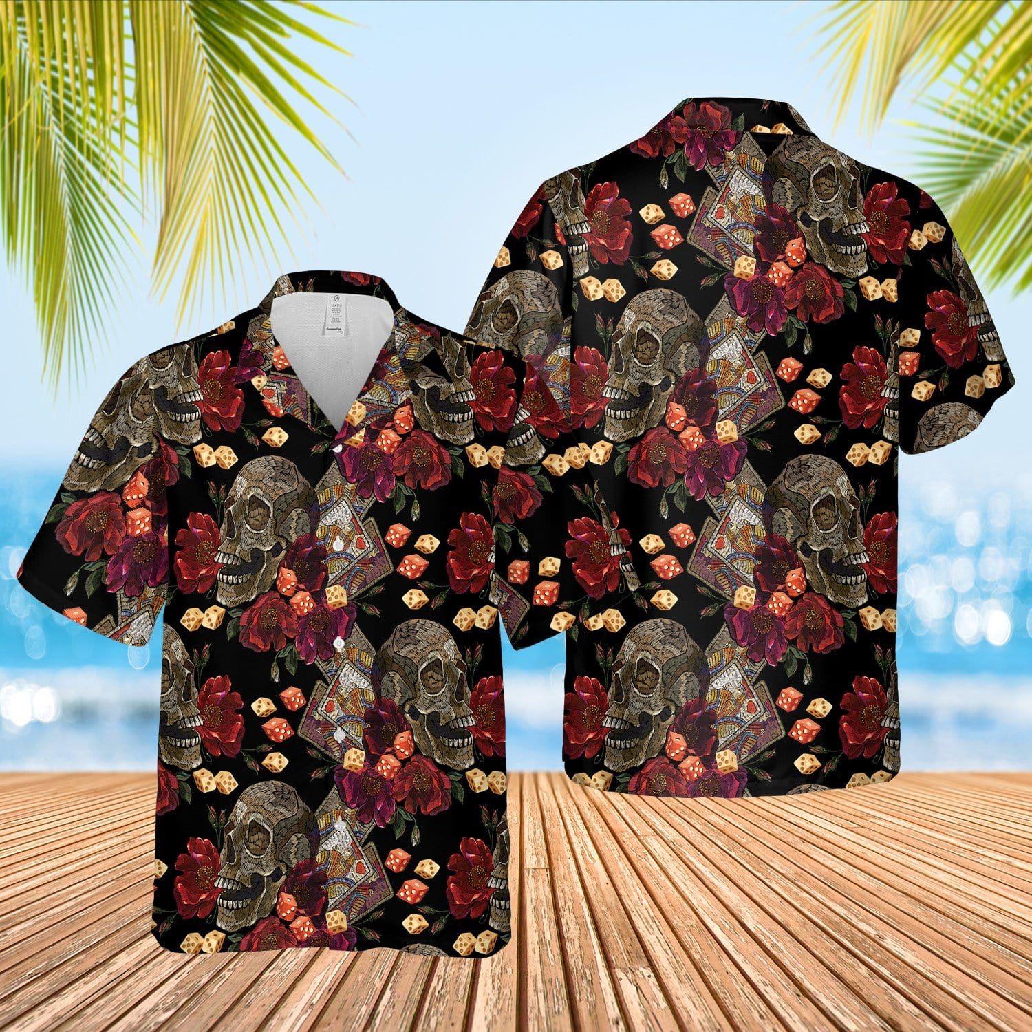 Hawaii Aloha Shirts Casino Skull Dice Ha54261