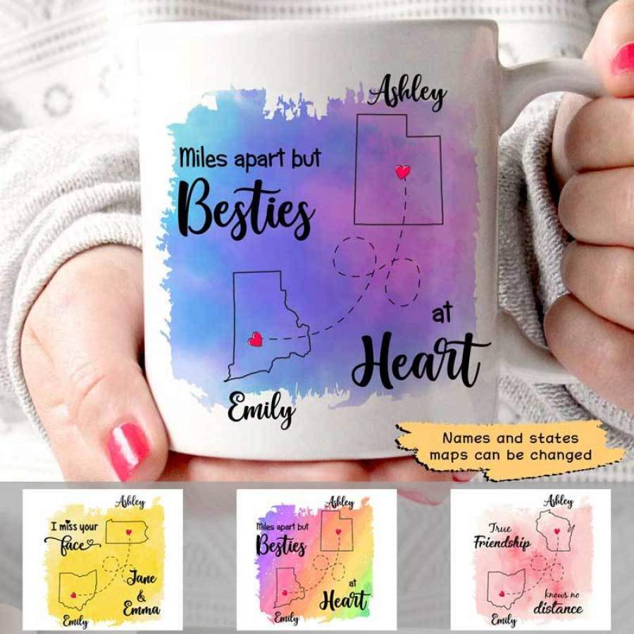 Best Friends Outline Watercolor Personalized AOP Mug