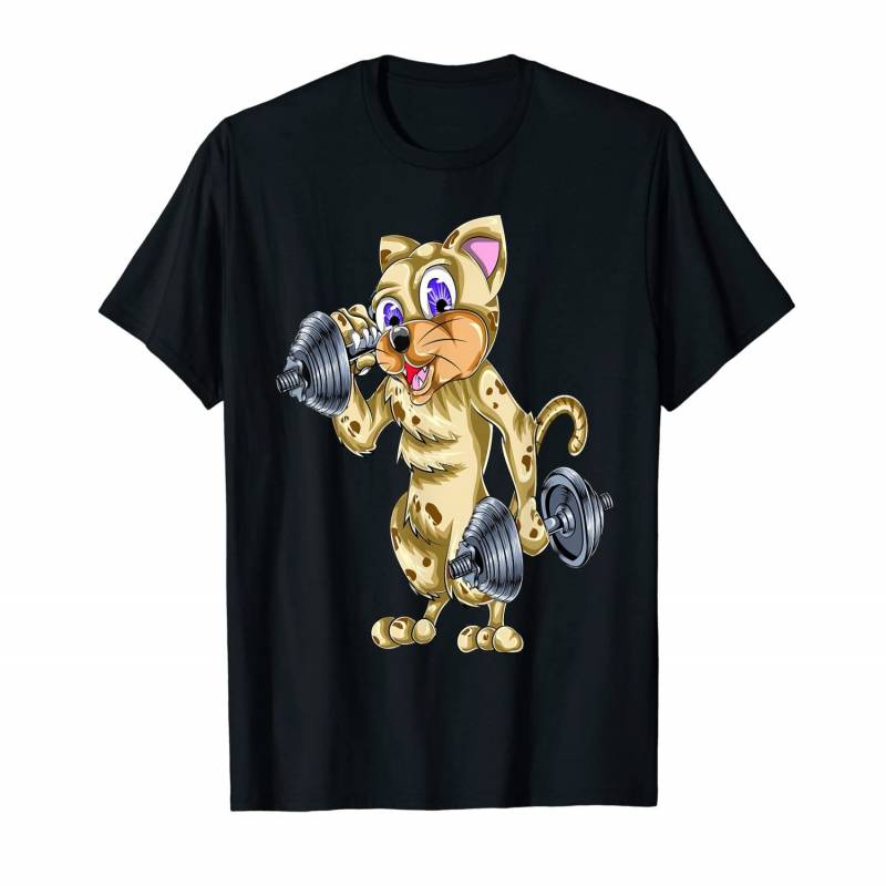 Weightlifting Animal Gifts Men Boys Workout Cat T-shirt