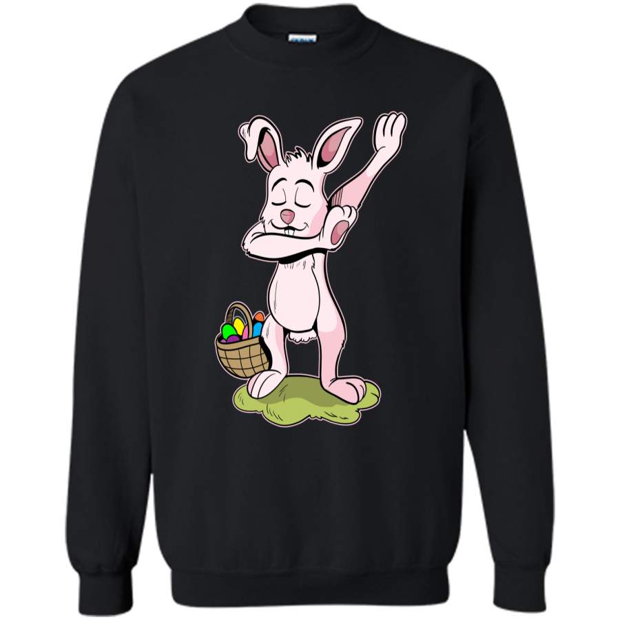 Dabbing Easter Bunny Shirt Kids Hip Hop Dab Dance Gift Printed Crewneck Pullover Sweatshirt 8 oz