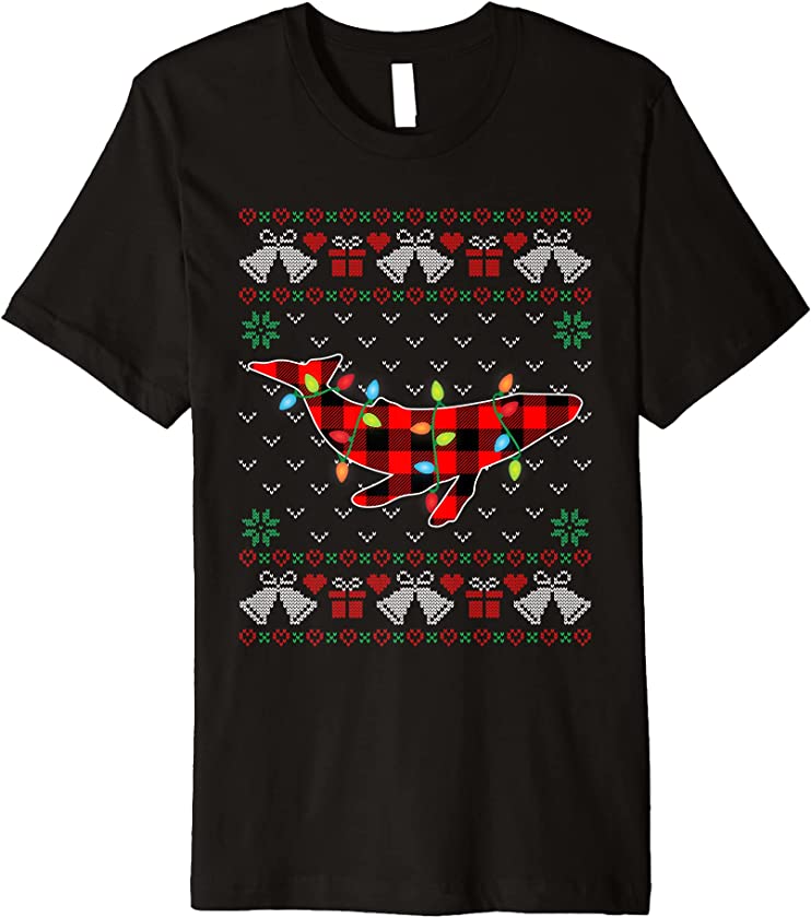 Whale Lover Funny Xmas Lights Ugly Christmas Sweater Premium T-Shirt