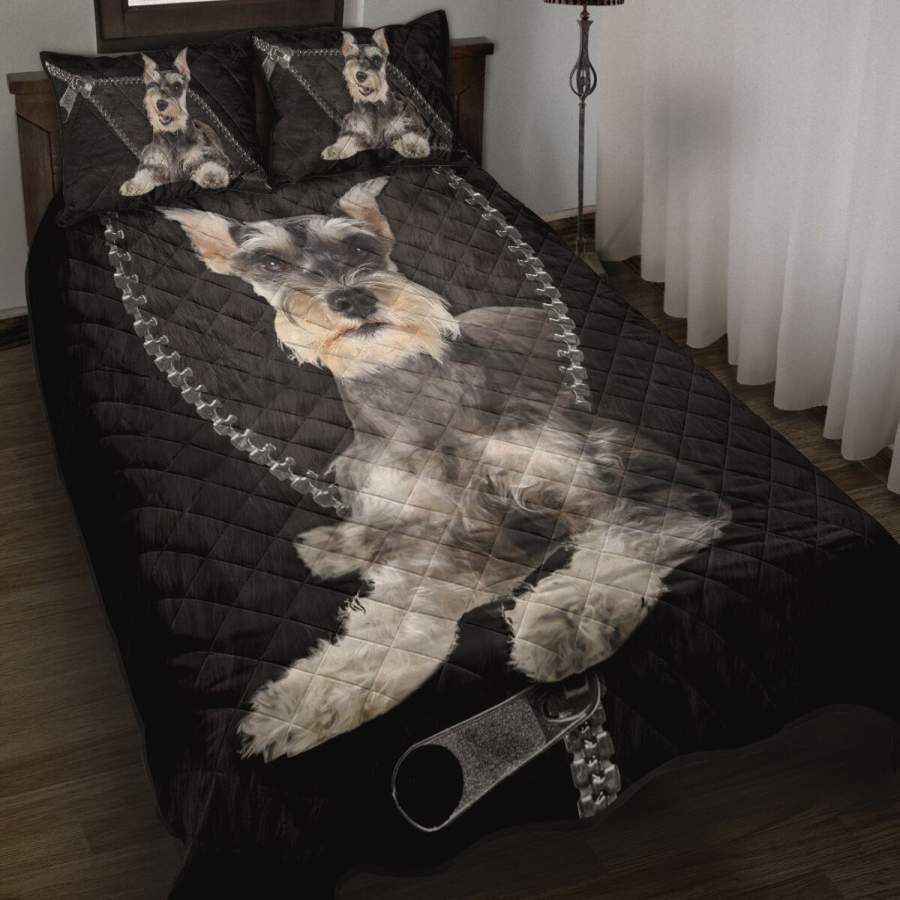 Miniature Schnauzer Zipper Quilt Bed Set