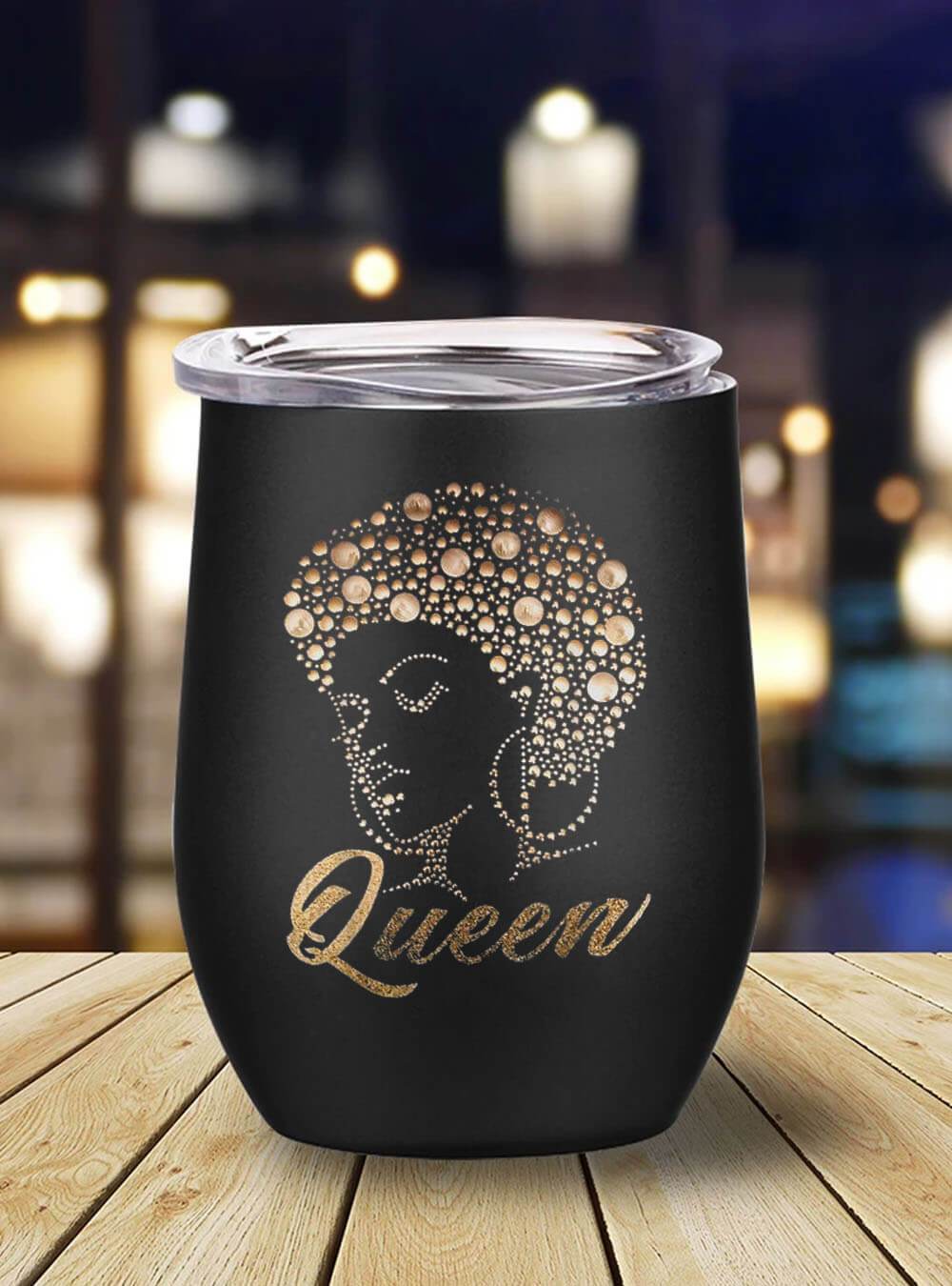 African American Tumbler Elegant Black Nubian Melanin Queen Beautiful Stainless Steel Wine Tumbler Mug Black History Month Gift Ideas BPS9586