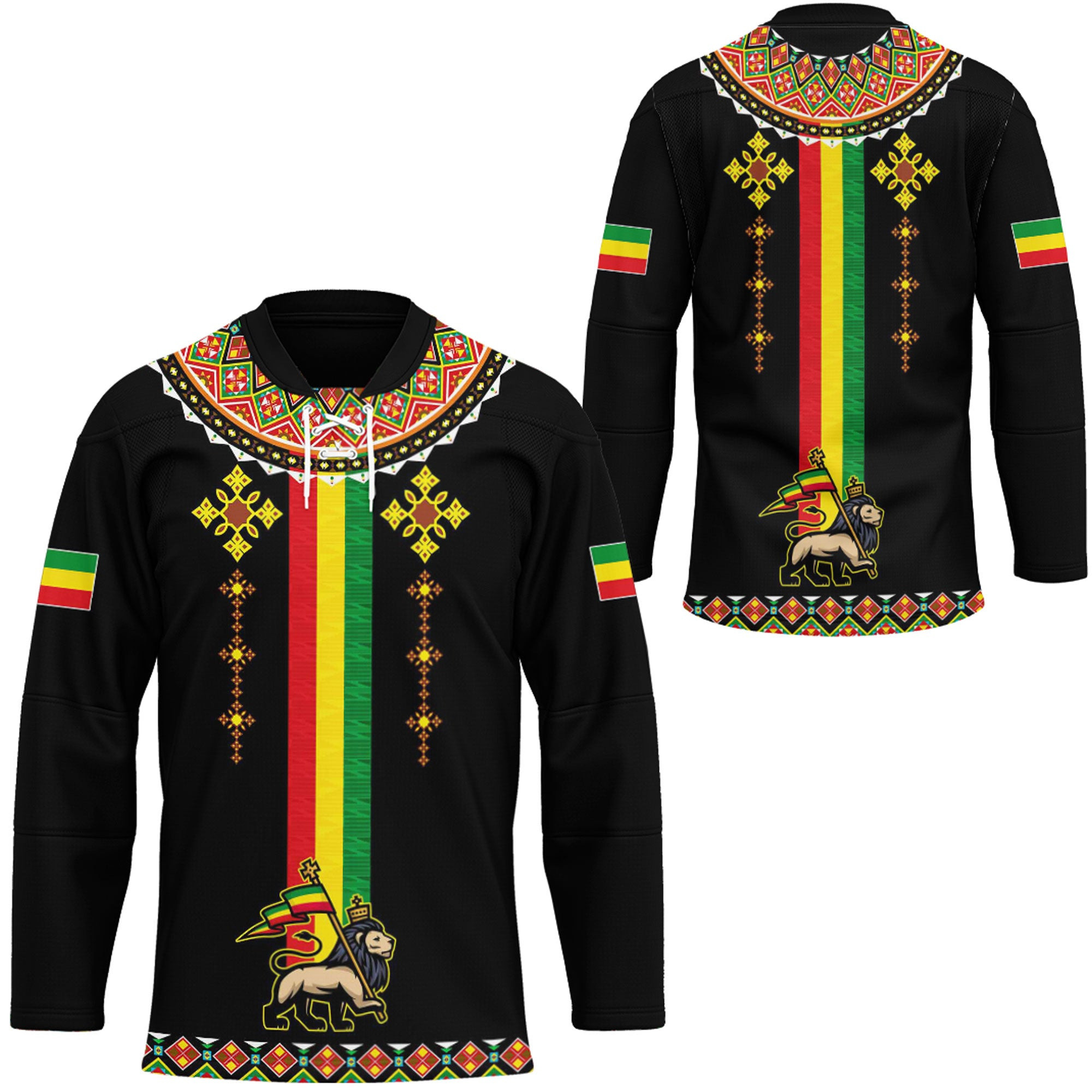 Africa Zone Clothing – Ethiopia Lion Style Pattern Hockey Jersey A35