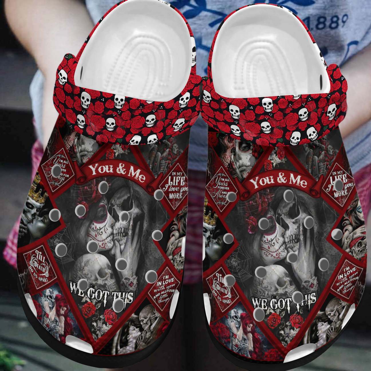 Skull Personalized Clog, Custom Name, Text, Color, Number Fashion Style For Women, Men, Kid, Print 3D You And Me We Got This