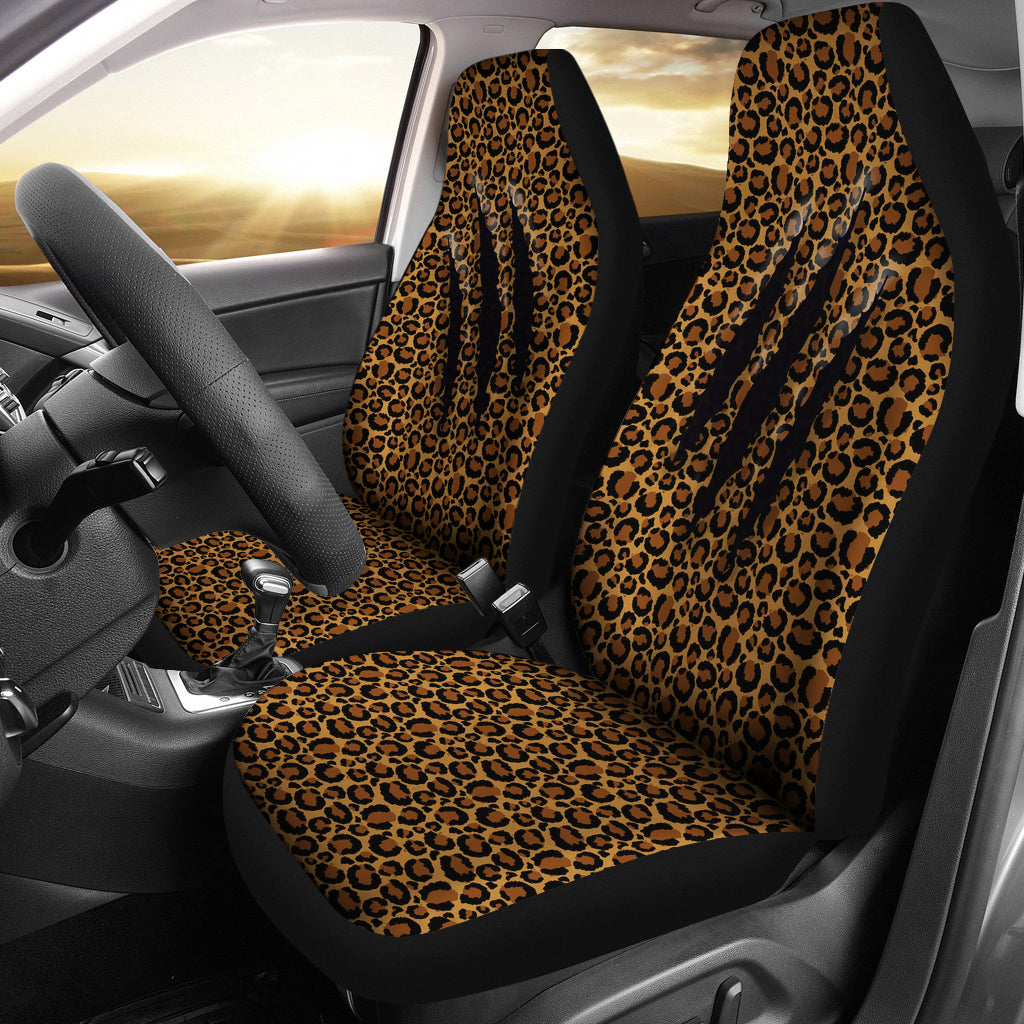 Scratched Leopard Print Car Seat Covers Set Claw Marks