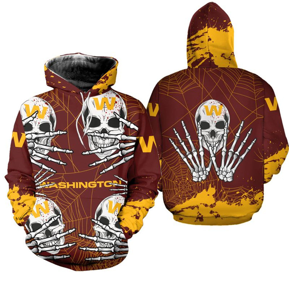 Washington Commanders Halloween Skull Hoodie - FreeClothing Trending