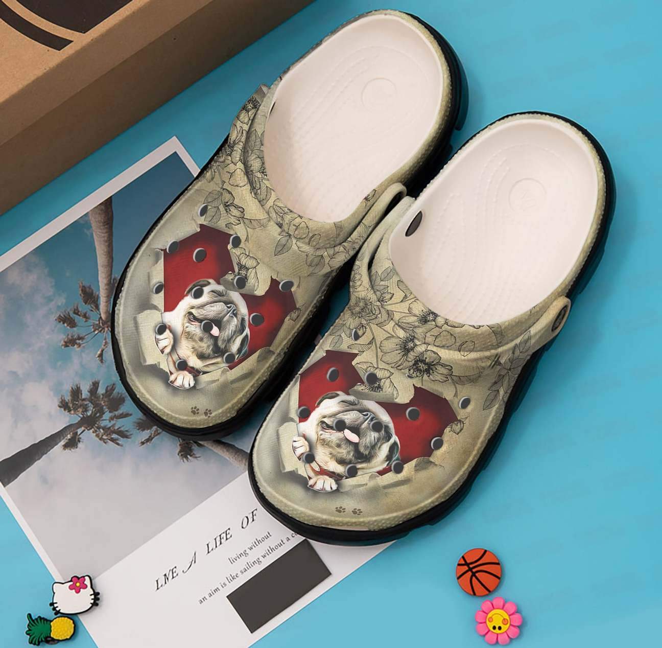 Pug Personalized Clog, Custom Name, Text, Color, Number Fashion Style For Women, Men, Kid, Print 3D Heart Hole Pug