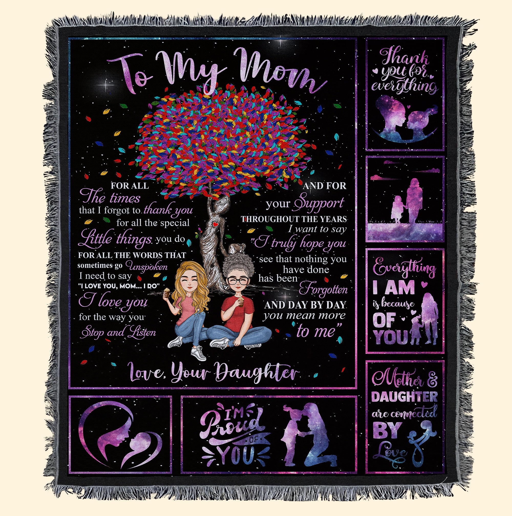 Thank You For Everything, Mom – Personalized Woven Blanket – Mother’S Day, Birthday Gift For Mom, Mother – From Daughter, Son